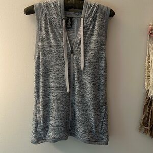 Active Life Full Zip Sleeveless Hoodie Black Heather Crossover Open Back